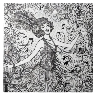 Arte Deco dos Anos 20 Retro Glam Preto e Branco