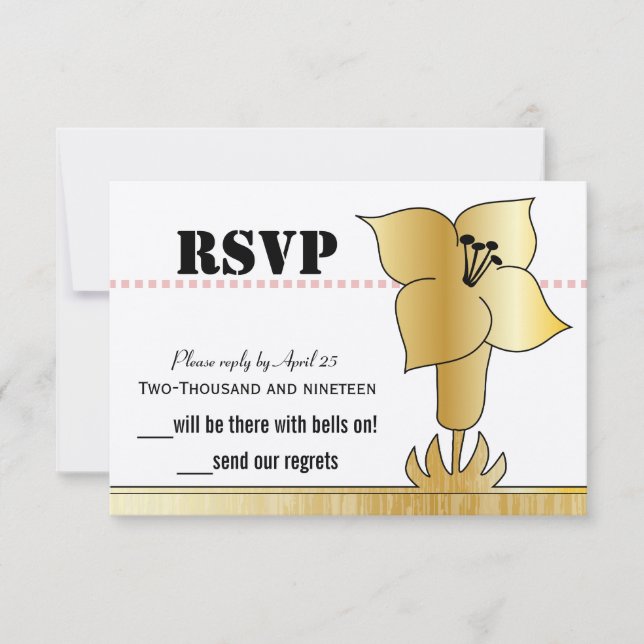 Arte Deco Dourado Casamento da Tipografia Lily Mod (Frente)