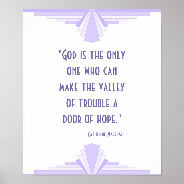 Arte deco em lilás com Poster de citação cristã (Frente)