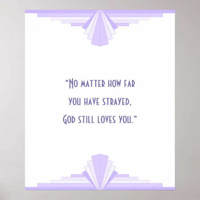 Arte deco em lilás com Poster de citação cristã (Frente)