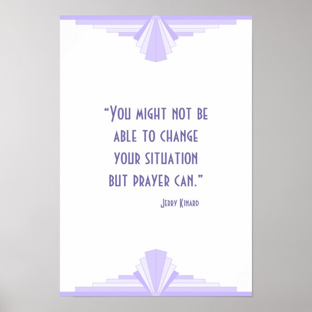 Arte deco em lilás com Poster de citação cristã (Frente)