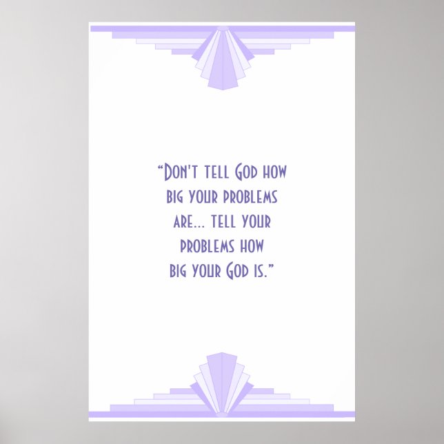 Arte deco em lilás com Poster de citação cristã (Frente)