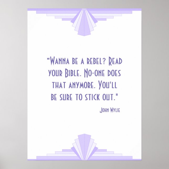 Arte deco em lilás com Poster de citação cristã (Frente)