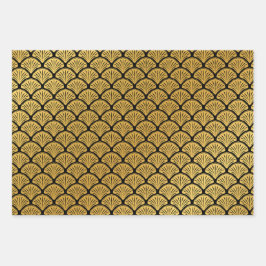 Arte Deco Escalas de Sereia - Preto e Dourado