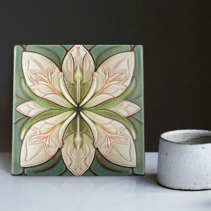 Arte Deco Floral em Verde Sálvia Decoração de Pare