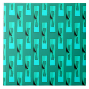 Arte Deco Geométrica Metálica - Pavão e Teal