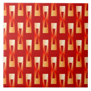 Arte Deco Geométrico Metálico - Vermelho e Coral