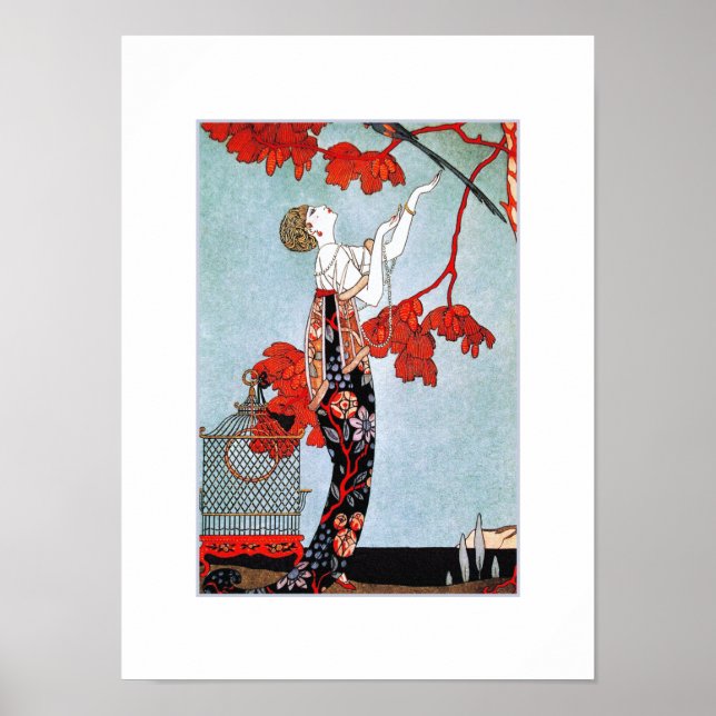 Arte Deco Ilustração de George Barbier Impressão (Frente)