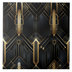 Arte Deco Preto e Dourado com Linhas Arquitetônica