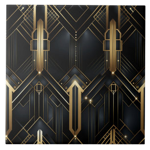 Arte Deco Preto e Dourado com Linhas Arquitetônica