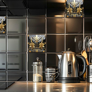 Arte Deco Preto e Dourado Linda