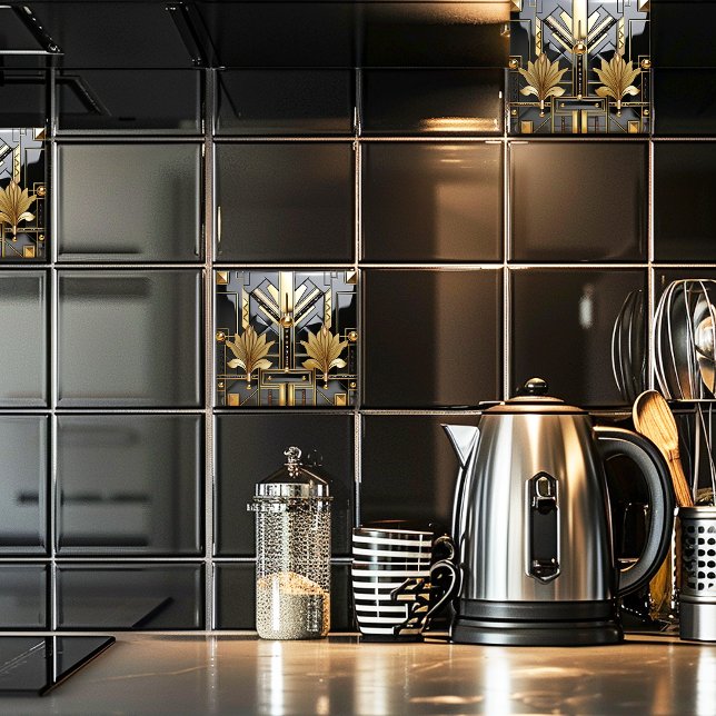Arte Deco Preto e Dourado Linda (Criador carregado)