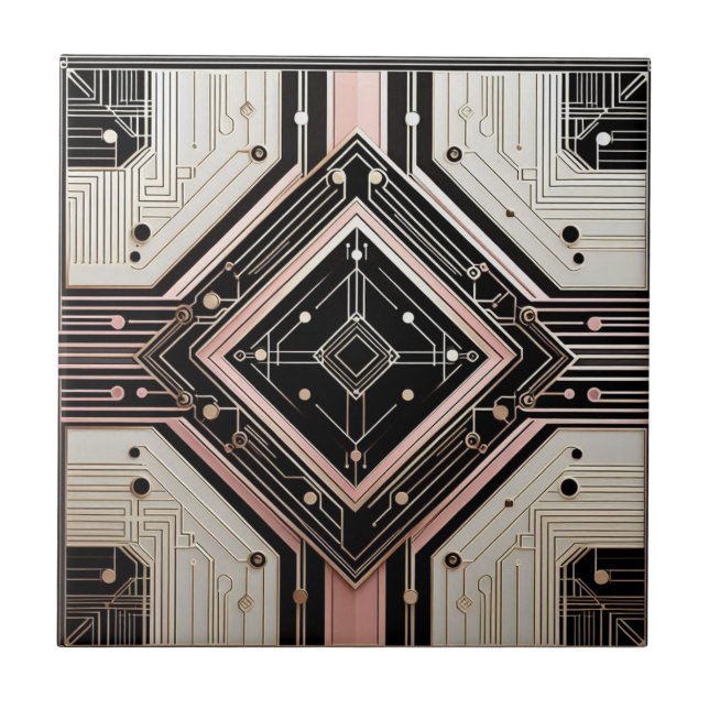 Arte Deco Retro Rosa Dourado e Preto (Frente)