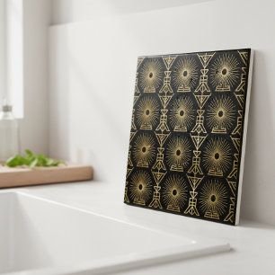 Arte Deco Sem Costura Starburst Padrão Geométrico
