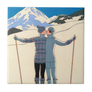 Arte Deco Vintage, Amantes na Neve por George Barb