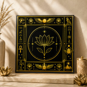 Arte Decorativa Espiritual Lótus Sagrado Ouro Pret