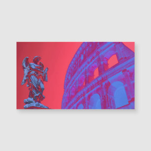 Arte digital azul e vermelha de Colosseum e estát