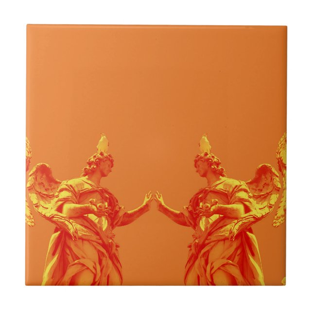 Arte digital cor laranja com esculturas (Frente)