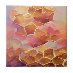 Arte digital rosa de abstrato de de ouro Honeycomb