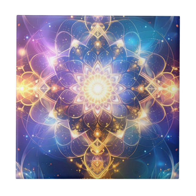 Arte do Azulejo Lotus Mandala abstrato (Frente)