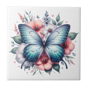 Arte do Buquê Floral de Borboleta Vibrante-96283
