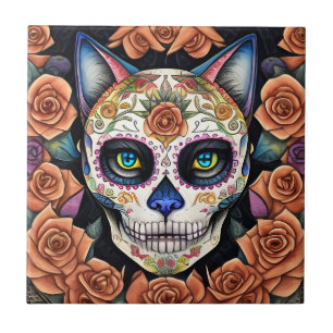 Arte do Crânio do Açúcar Conhece o Gato Crânio do 