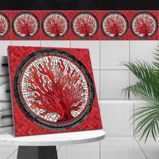 Arte do mosaico do Coral do Ventilador do Mar Verm