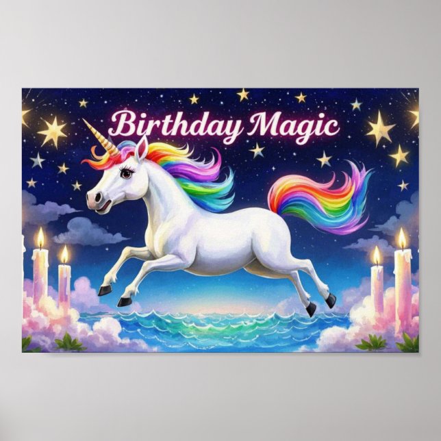 Arte do partido Birthday Magic poster Whimsical un (Frente)