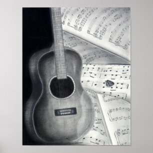 Arte do poster da guitarra & da partitura
