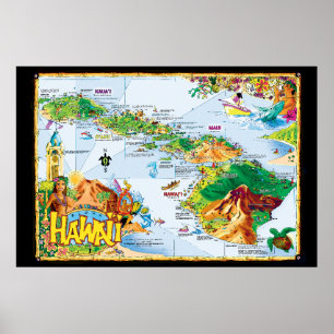 Arte do poster da ilha havaiana - toda a ilha