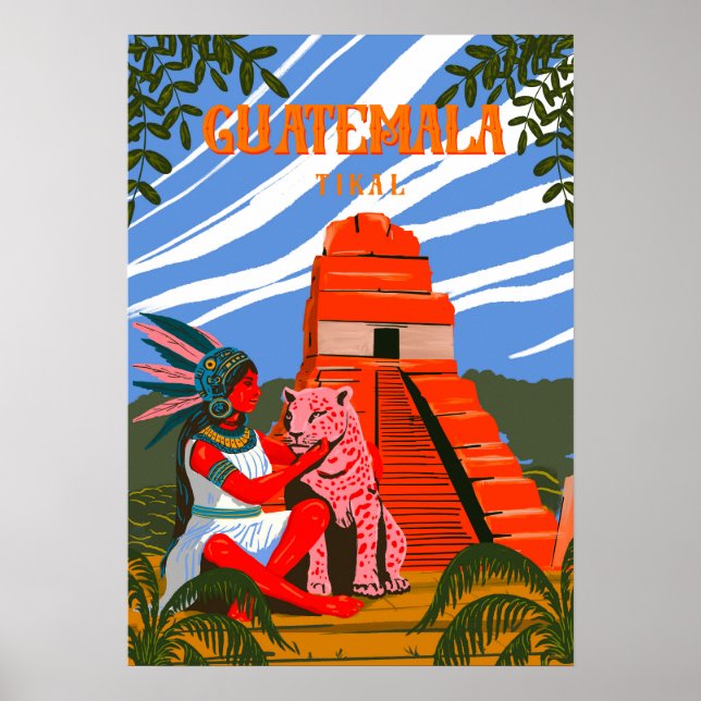 Arte do poster de viagens tikal da Guatemala (Frente)