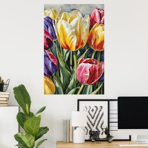 Arte do Poster do Flor Românico das Tulipas