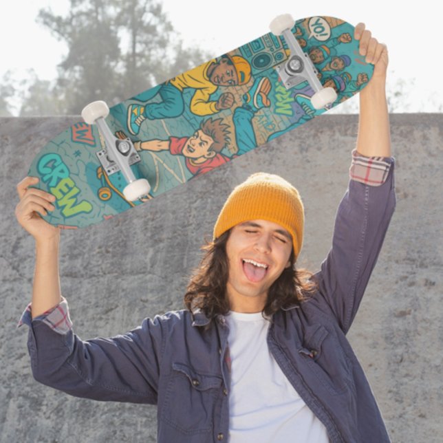 Arte do Skate do Estilo da Rua Salto Retroativa (Retro Hip-Hop Street Style Skate Art Skateboard)