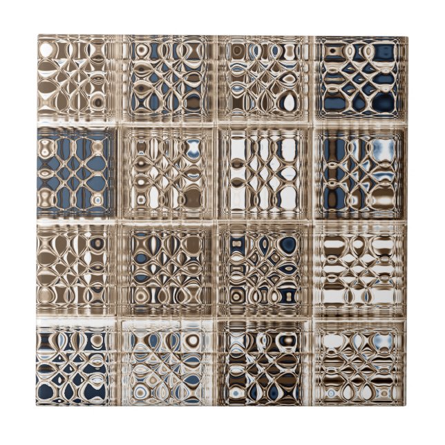 Arte do teste padrão de mosaico do sari de Brown (Frente)