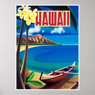 Arte do vintage do poster de viagens de Havaí
