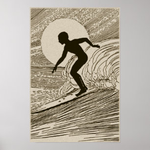 Arte do vintage - poster surfando