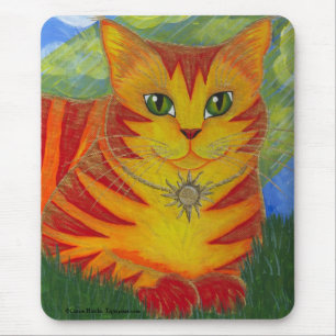 Arte Dourado dourada Mousepad da fantasia do gato