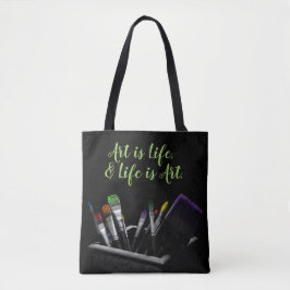 Arte é vida e vida é arte artista escuro Tote Bag