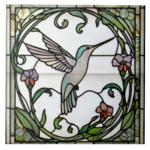 Arte elegante em vitral art nouveau beija-flor