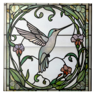Arte elegante em vitral art nouveau beija-flor