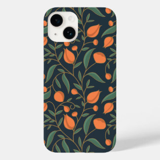 Arte Elegante Nouveau Laranja Mão Floral Desenhada