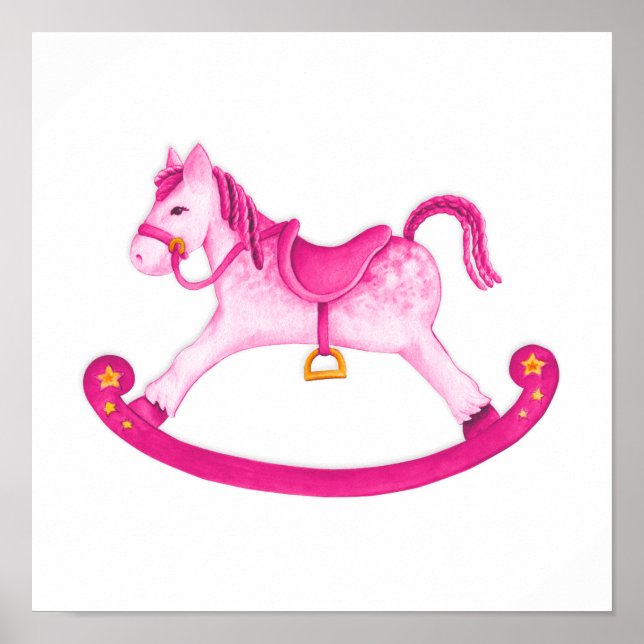 Arte em aquarela de cavalo de balanço para pôster  (Frente)