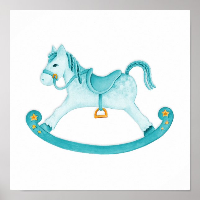 Arte em aquarela de cavalo de pau para pôster de b (Frente)