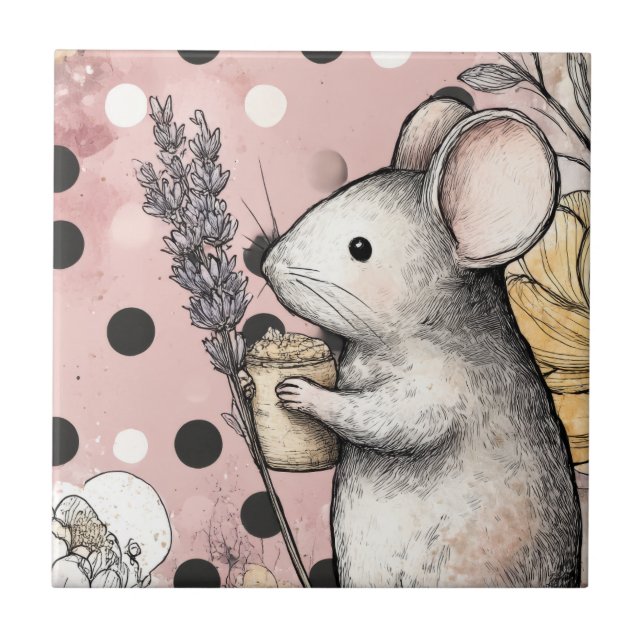 Arte em Aquarela Floral de Rato Caprichoso (Frente)