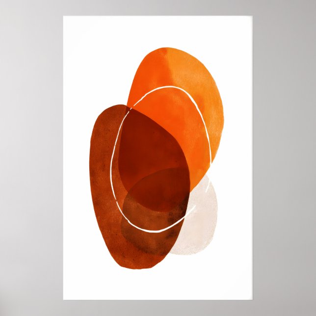 Arte em impressão de parede abstrata ovais laranja (Frente)