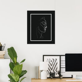 Arte em Linha Preta e Branca de Mulheres Poster