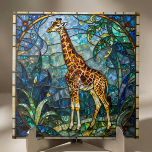 Arte em Mosaico de Girafa em Vidro Corado Falso Co