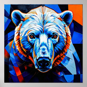 Arte em Mosaico de Urso Polar Impressão de Decoraç
