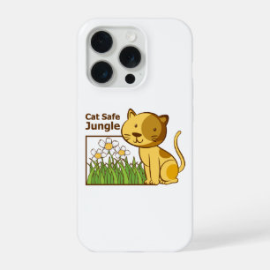 Arte engraçada de gato seguro na selva com planta