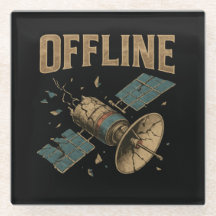 Arte Espacial "OFFLINE" de Satélite Quebrado Retro